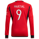 Manchester United Cup Home Shirt 2023-24 - Long Sleeve with Martial 9 printing - Kit Captain