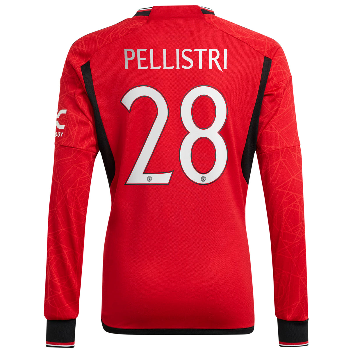 Manchester United Cup Home Shirt 2023-24 - Long Sleeve with Pellistri 28 printing - Kit Captain