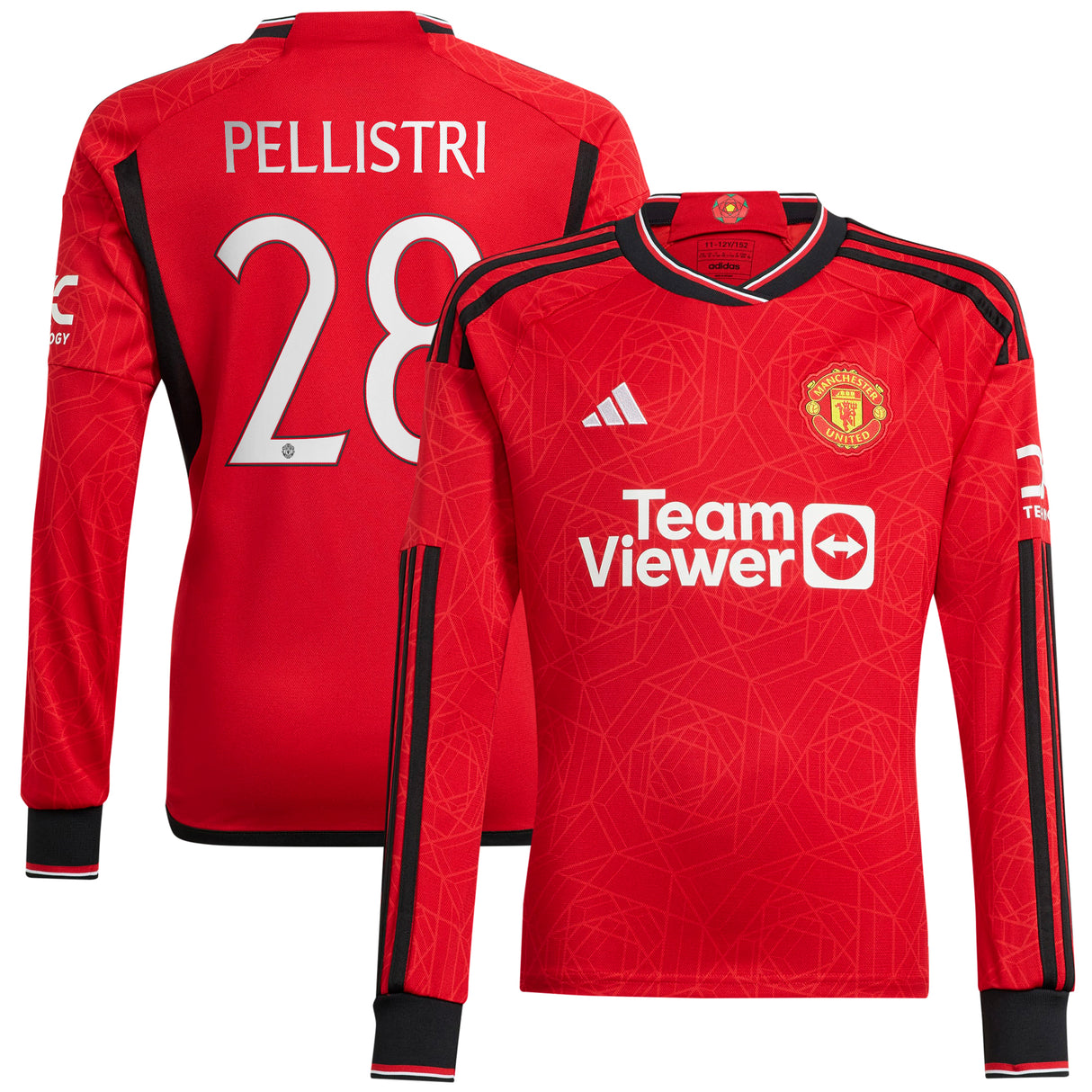 Manchester United Cup Home Shirt 2023-24 - Long Sleeve with Pellistri 28 printing - Kit Captain