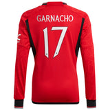 Manchester United Cup Home Shirt 2023-24 - Long Sleeve with Garnacho 17 printing - Kit Captain