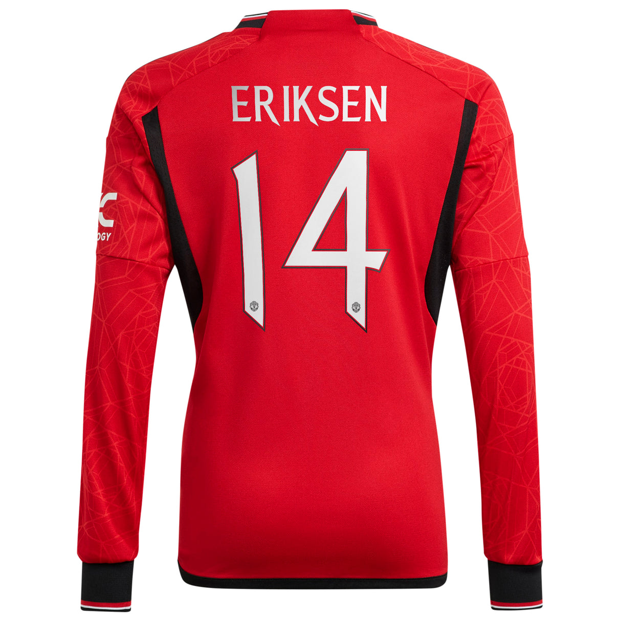 Manchester United Cup Home Shirt 2023-24 - Kids - Long Sleeve with Eriksen 14 printing - Kit Captain