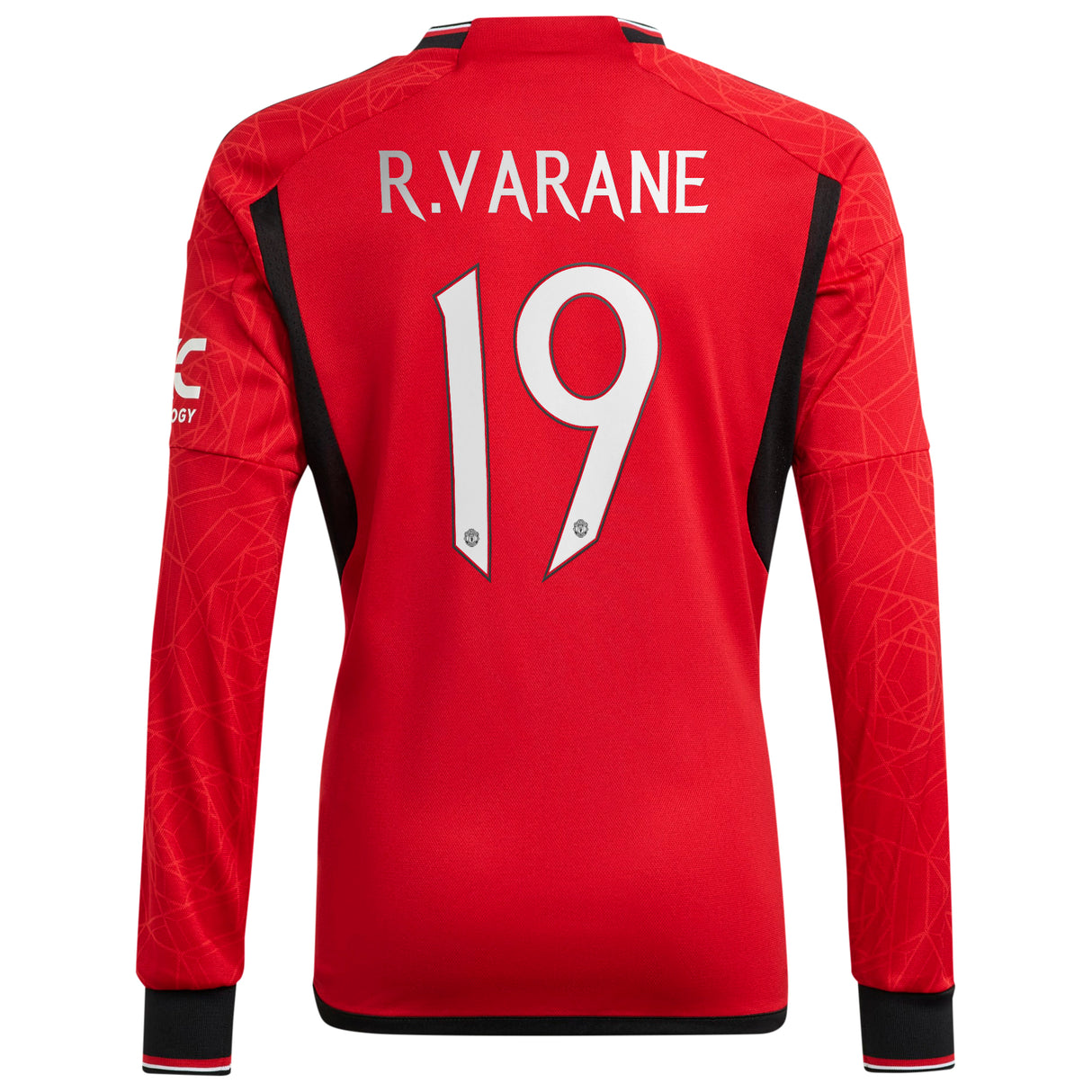 Manchester United Cup Home Shirt 2023-24 - Kids - Long Sleeve with R. Varane 19 printing - Kit Captain