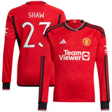 Manchester United Cup Home Shirt 2023-24 - Kids - Long Sleeve with Shaw 23 printing - Kit Captain