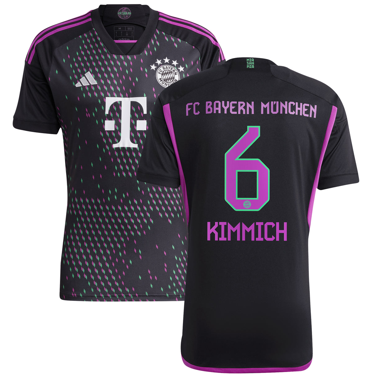 FC Bayern adidas Away Shirt 2023-24 with Kimmich 6 printing - Kit Captain