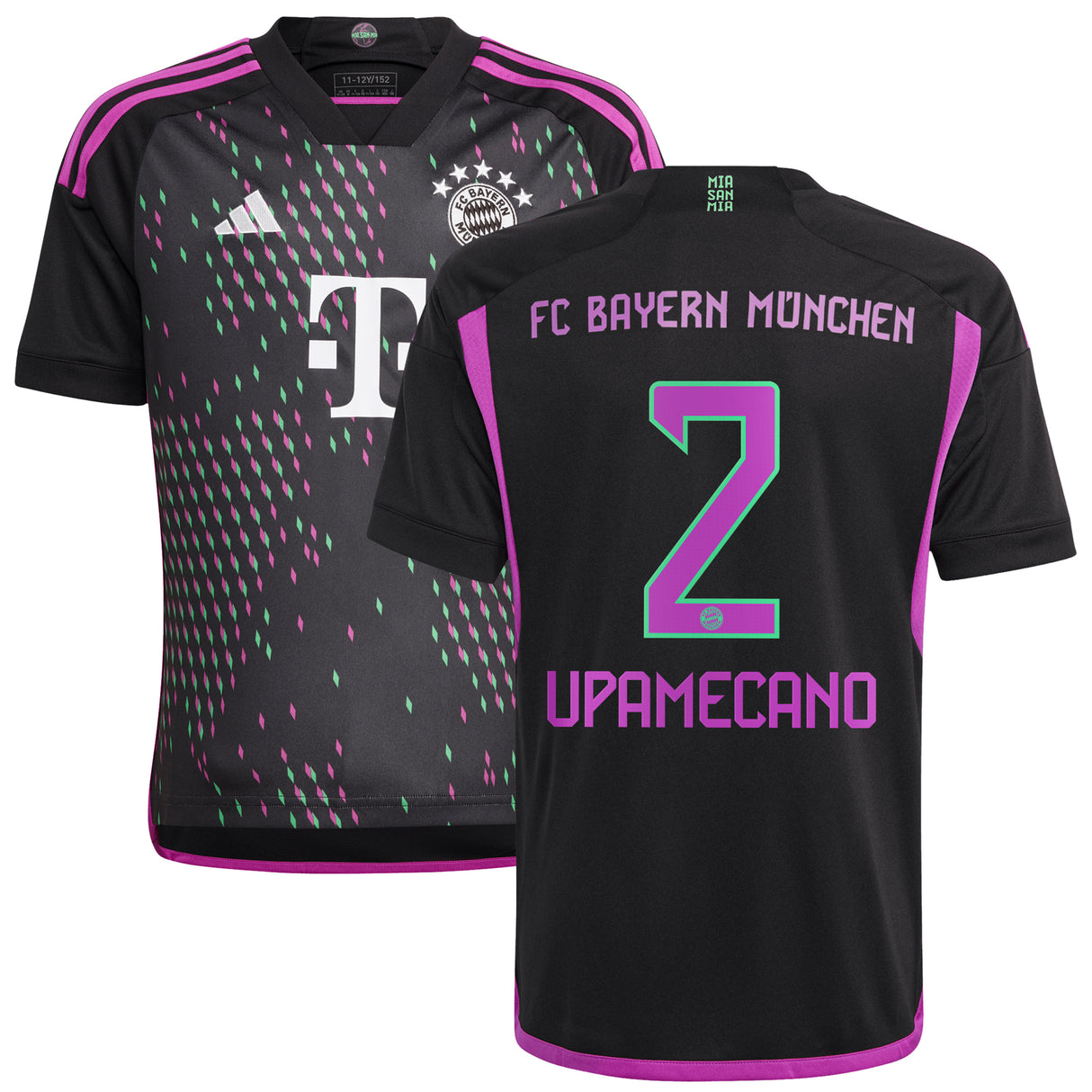 FC Bayern adidas Away Shirt 2023-24 - Kids with Upamecano 2 printing - Kit Captain