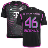 FC Bayern adidas Away Shirt 2023-24 - Kids with Ibrahimovic 46 printing - Kit Captain