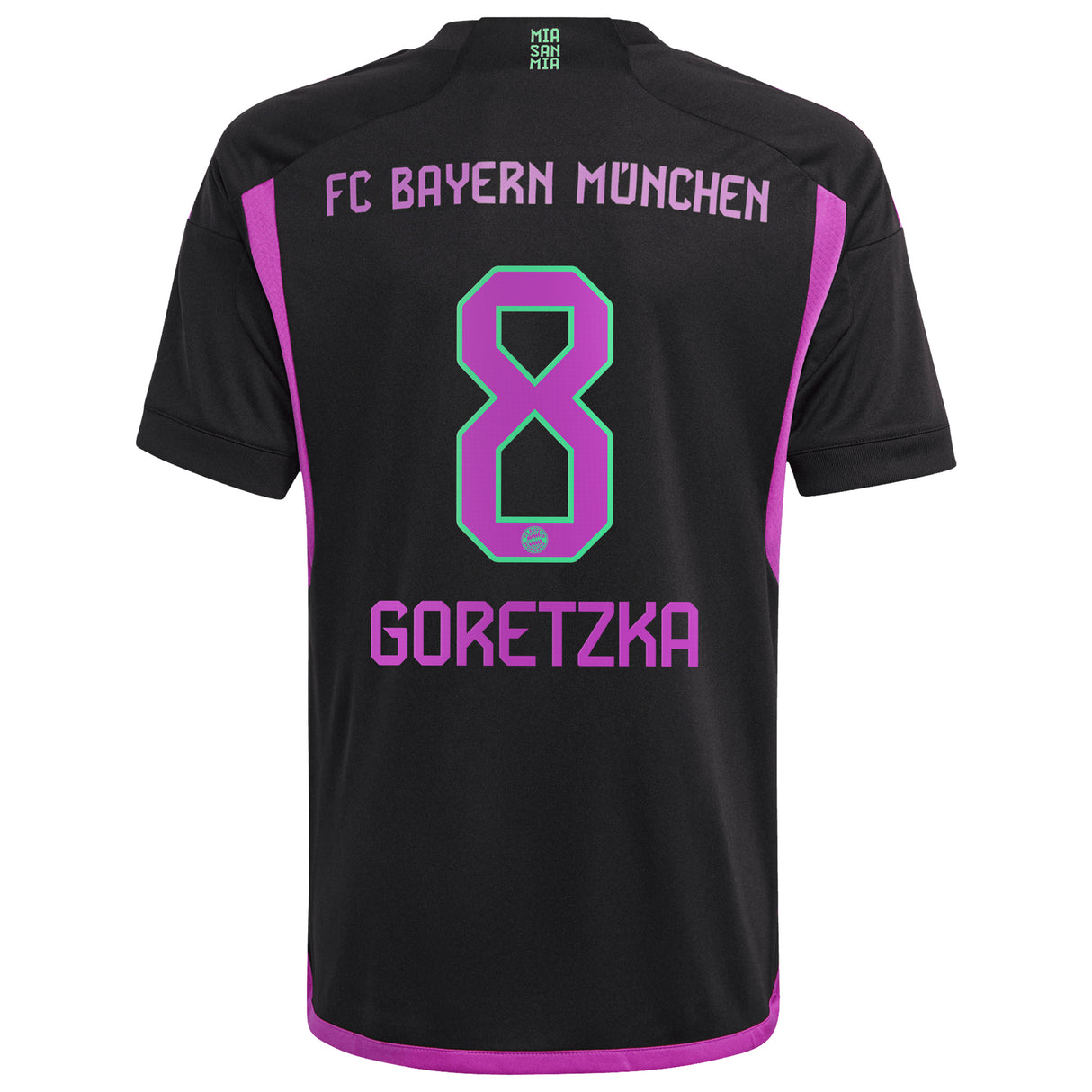 FC Bayern adidas Away Shirt 2023-24 - Kids with Goretzka 8 printing - Kit Captain