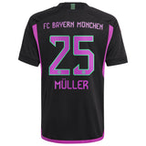 FC Bayern adidas Away Shirt 2023-24 - Kids with Müller 25 printing - Kit Captain