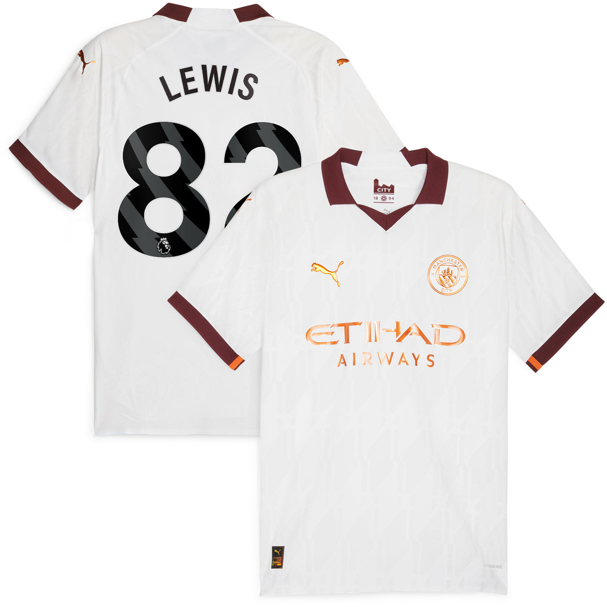 Manchester City Puma Away Authentic Shirt 2023-24 with Lewis 82 printing - Kit Captain