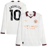 Manchester City Puma Away Shirt 2023-24 - Long Sleeve - Kids with Grealish 10 printing - Kit Captain