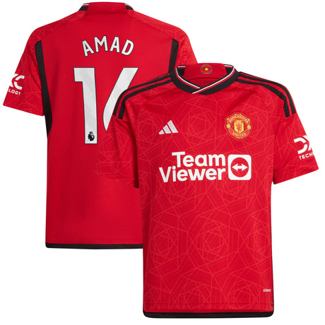 Manchester United EPL adidas Home Shirt 2023-24 - Kids with Amad 16 printing - Kit Captain