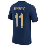 France Home Match Shirt 2022 - Ousmane Dembélé 11 - Kit Captain