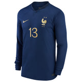 France Home Stadium Shirt Long Sleeve 2022 - Kids - Ibrahima Konate 13 - Kit Captain