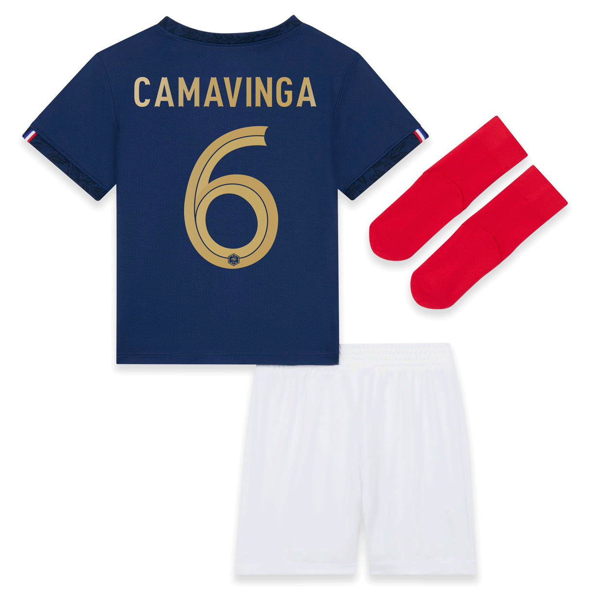 France Home Stadium Kit 2022 - Infant with Camavinga 6 printing - Kit Captain