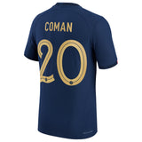 France Home Match Shirt 2022 - Kingsley Coman 20 - Kit Captain