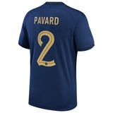 France Home Stadium Shirt 2022 - Kids - Benjamin Pavard 2 - Kit Captain