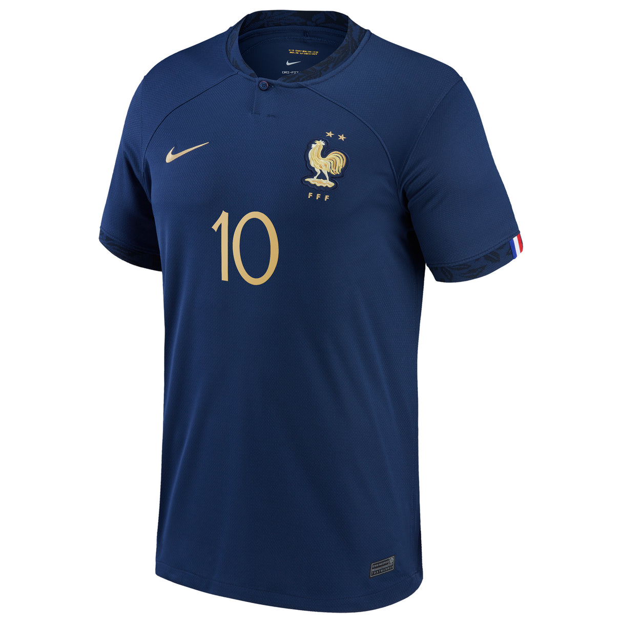 France Home Stadium Shirt 2022 - Kids - Kylian Mbappé 10 - Kit Captain