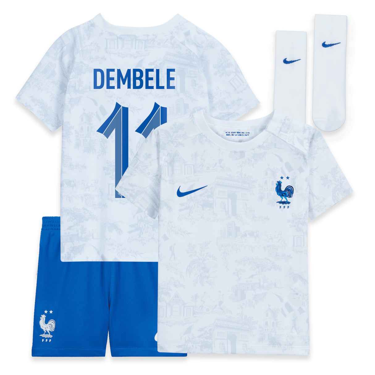 France Away Stadium Kit 2022 - Infants - Ousmane Dembélé 11 - Kit Captain