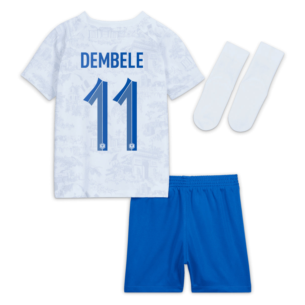 France Away Stadium Kit 2022 - Infants - Ousmane Dembélé 11 - Kit Captain