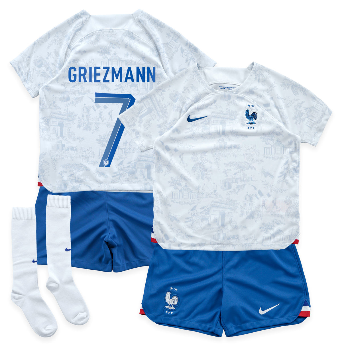 France Away Stadium Kit 2022 - Little Kids - Antoine Griezmann 7 - Kit Captain