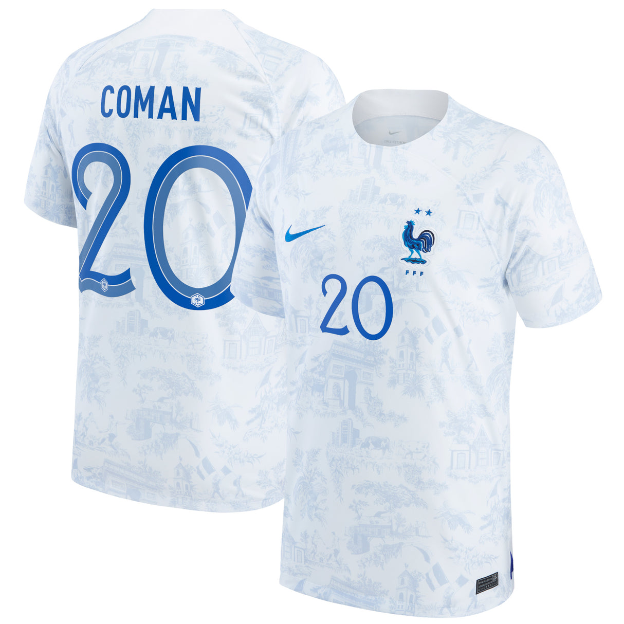 France Away Stadium Shirt 2022 - Kingsley Coman 20 - Kit Captain