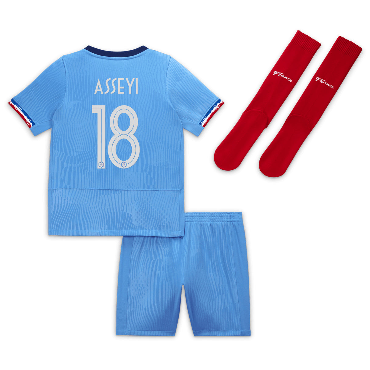 France Women Nike Home Stadium Kit 2023-24 - Little Kids with Asseyi 18 printing - Kit Captain