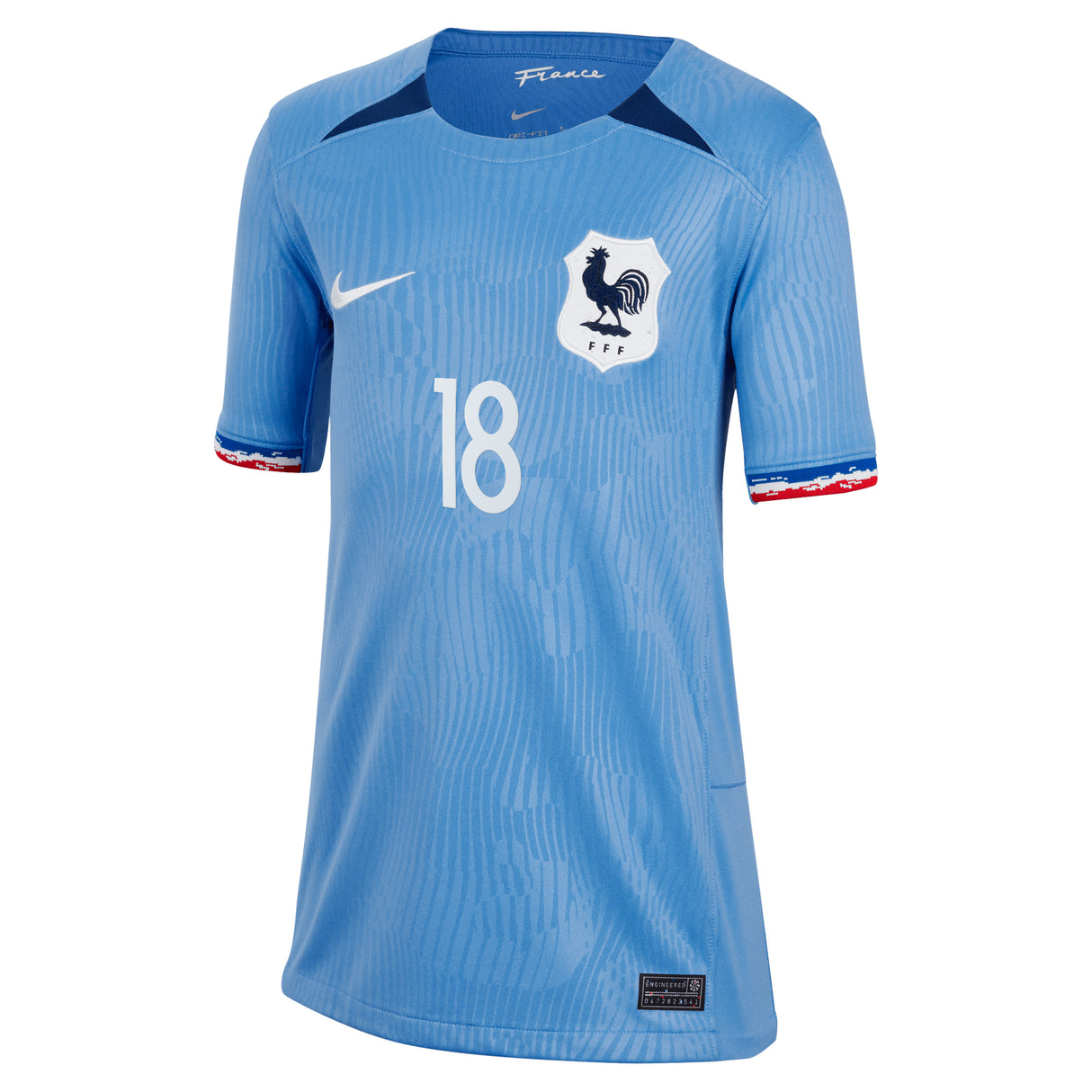 France Women Nike Home Stadium Shirt 2023-24 - Kids with Asseyi 18 printing - Kit Captain