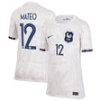 France Women Nike Away Stadium Shirt 2023-24 - Kids with Mateo 12 printing - Kit Captain