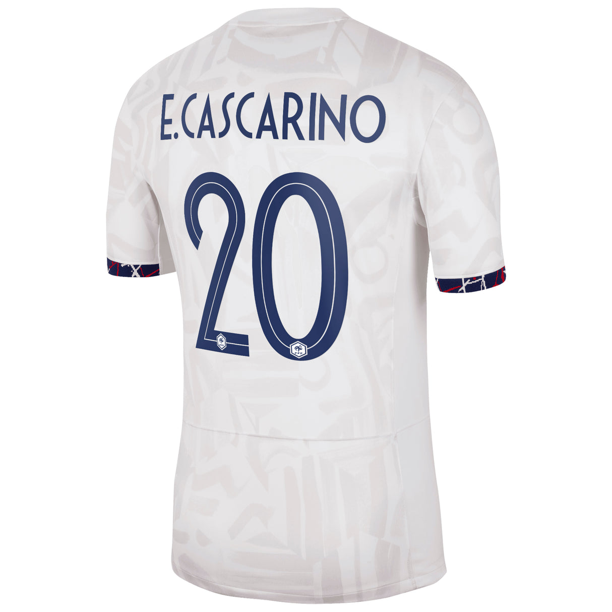 France Women Nike Away Stadium Shirt 2023-24 - Mens with E.Cascarino 20 printing - Kit Captain