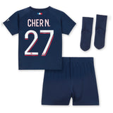 Paris Saint-Germain Nike Home Stadium Kit 2023-24 - Infant with Cher N. 27 printing - Kit Captain