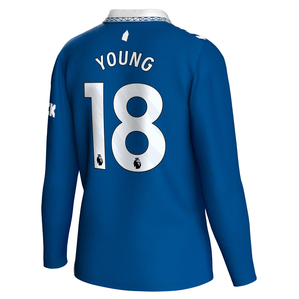 Everton Hummel Home Shirt 2023-24 - Long Sleeve - Kids - With Young 18 Printing - Kit Captain