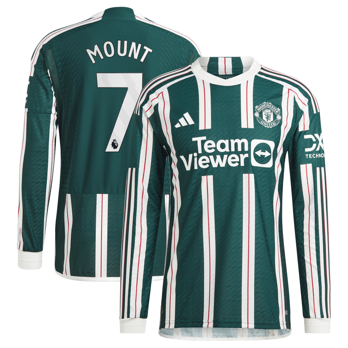 Manchester United EPL adidas Away Authentic Shirt 2023-24 - Long Sleeve - With Mount 7 Printing