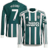 Manchester United EPL adidas Away Shirt 2023-24 - Kids - Long Sleeve - With Mount 7 Printing - Kit Captain