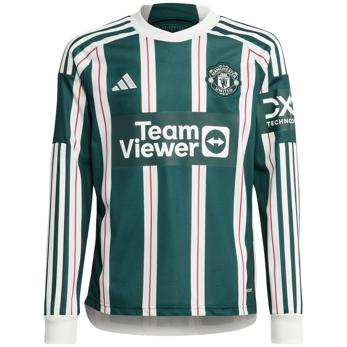 Manchester United EPL adidas Away Shirt 2023-24 - Kids - Long Sleeve - With Amad 16 Printing - Kit Captain