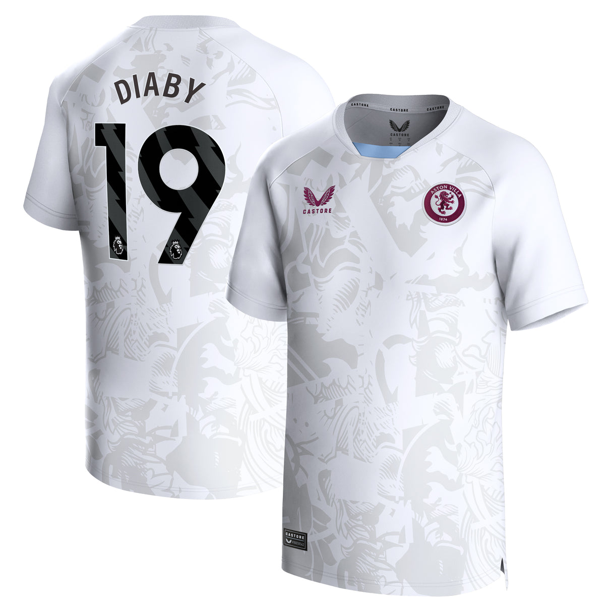 Aston Villa Castore Away Shirt 2023-24 - Kids with Diaby 19 printing - Kit Captain