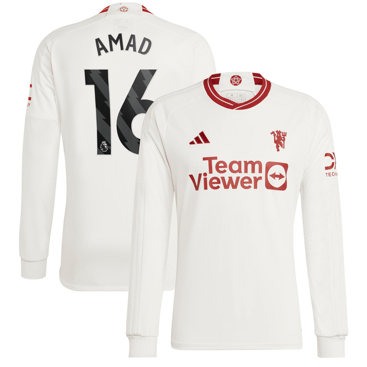 Manchester United EPL adidas Third Shirt 2023-24 - Long Sleeve -  With Amad Diallo 16 Printing - Kit Captain