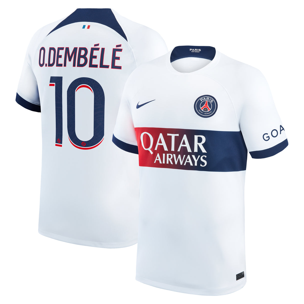 Paris Saint-Germain Nike Away Stadium Shirt 2023-24 With O.Dembélé 10 Printing - Kit Captain