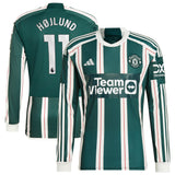 Manchester United EPL Away Shirt 2023-24 - Long sleeve with Højlund 11 printing - Kit Captain