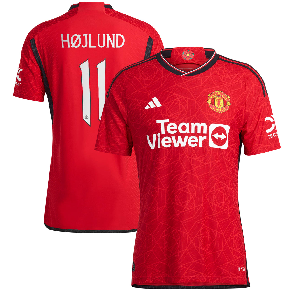 Manchester United Cup Home Authentic Shirt 2023-24 with Højlund 11 printing - Kit Captain