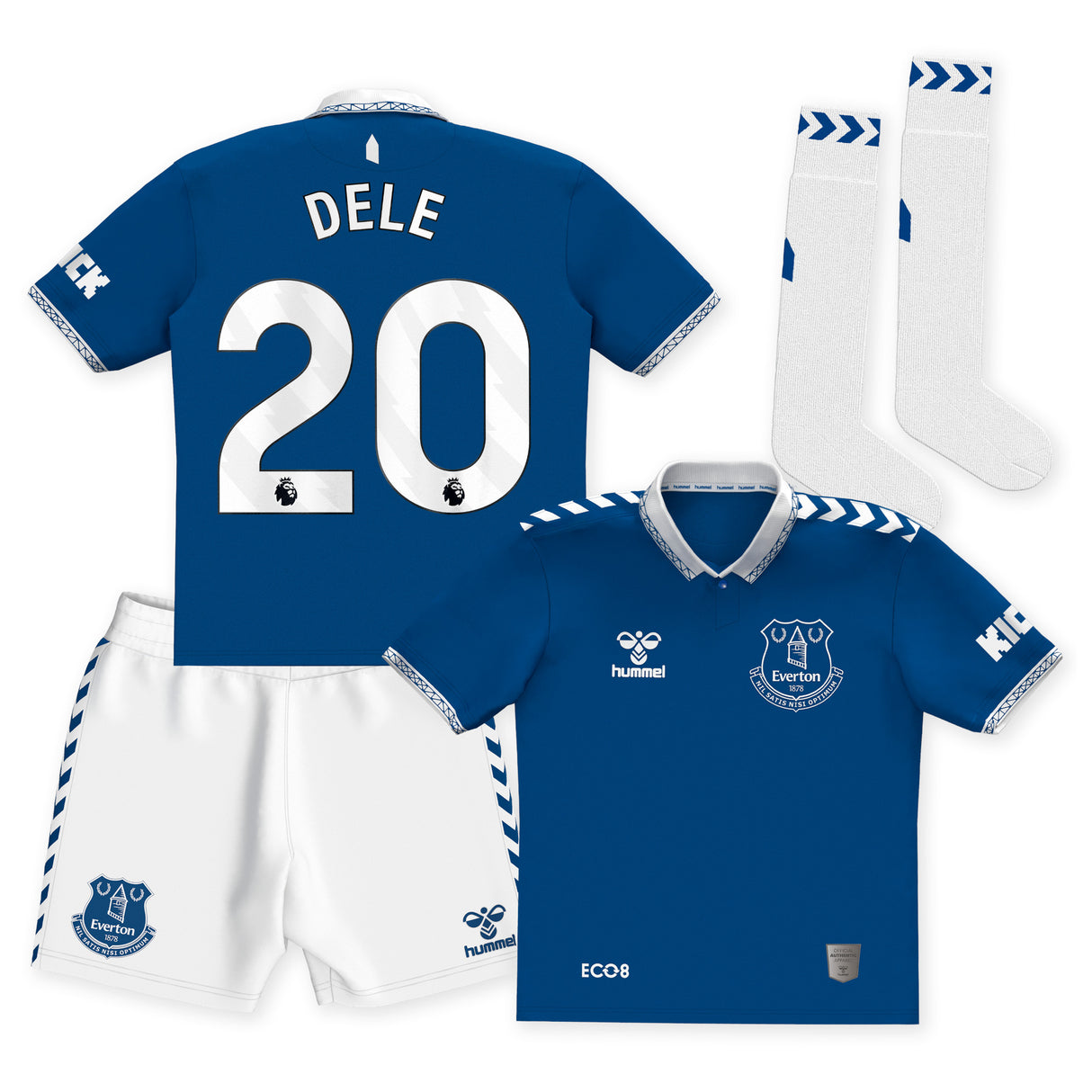 Everton Hummel Home Infant Kit 2023-24 with Dele 20 printing - Kit Captain