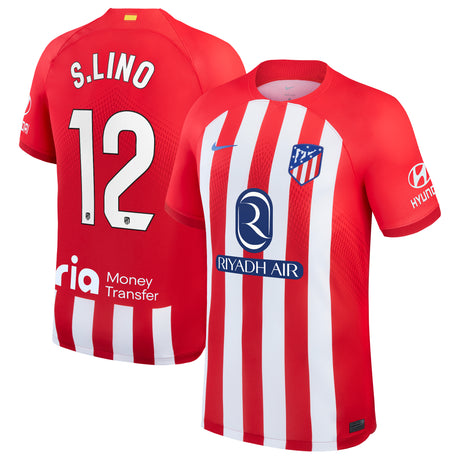 Atlético de Madrid Nike Home Stadium Shirt 2023-24 with S.Lino 12 printing - Kit Captain