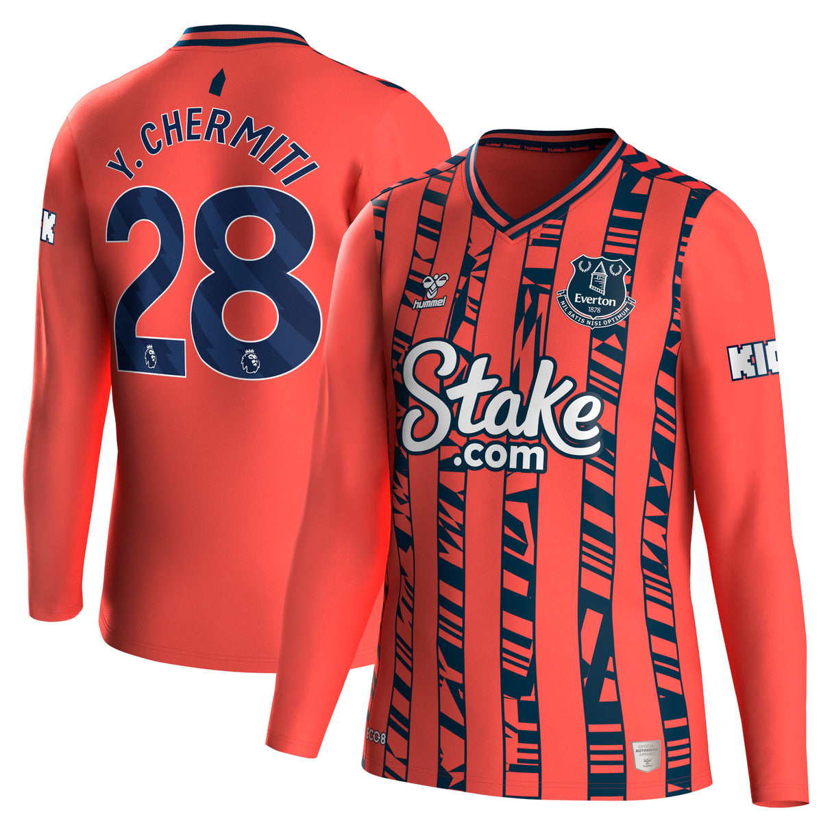 Everton Hummel Away Shirt 2023-24 - Long Sleeve with Y. Chermiti 28 printing - Kit Captain