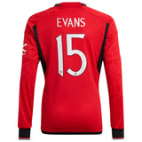 Manchester United Cup adidas Home Shirt 2023-24 - Kids - Long Sleeve - With Evans 15 Printing - Kit Captain