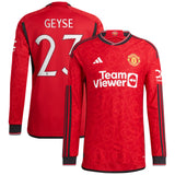 Manchester United Cup adidas Home Authentic Shirt 2023-24 - Long Sleeve - With Geyse 23 Printing - Kit Captain