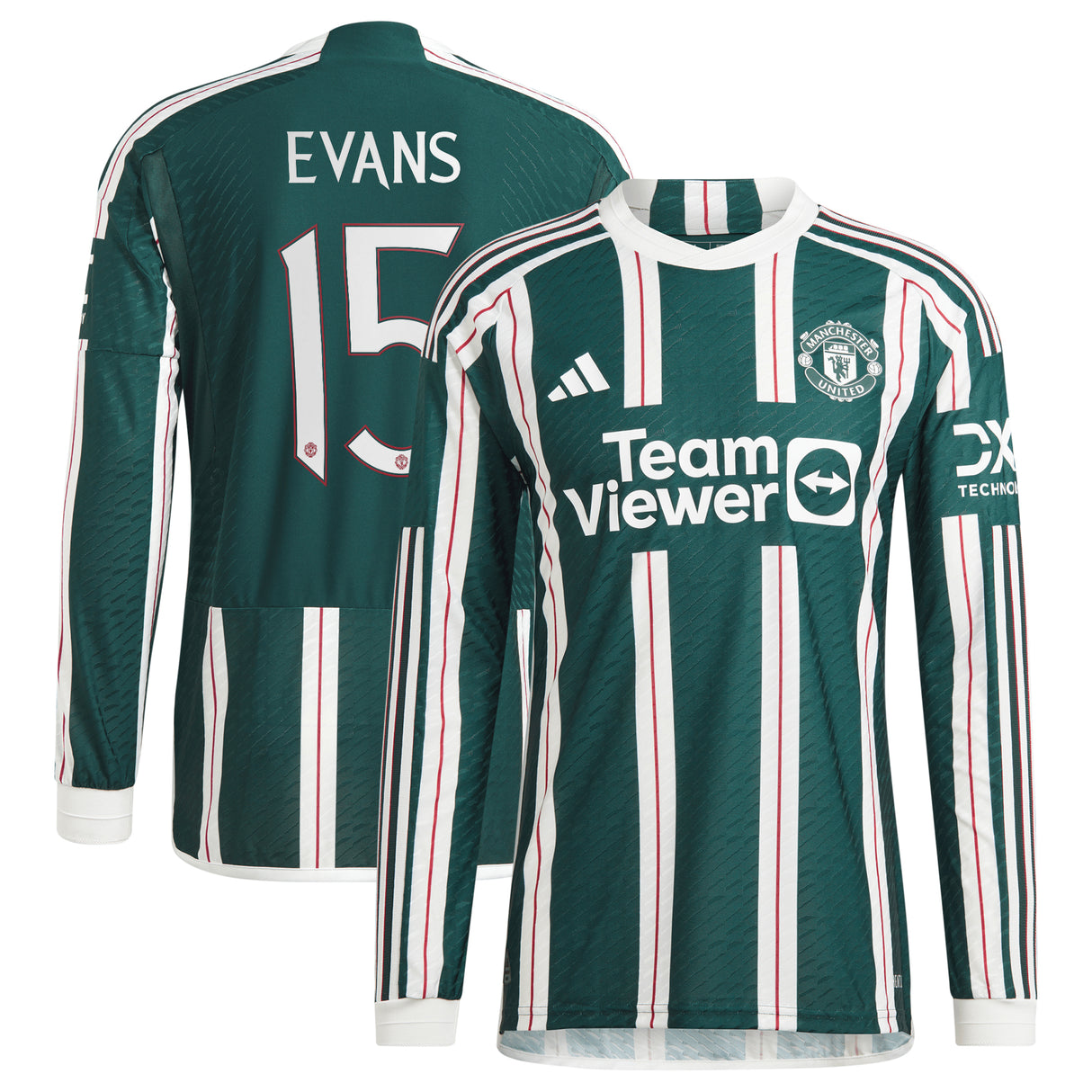 Manchester United Cup adidas Away Authentic Shirt 2023-24 - Long Sleeve - With Evans 15 Printing