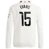 Manchester United WSL adidas Third Shirt 2023-24 - Kids - Long Sleeve - With Evans 15 Printing - Kit Captain