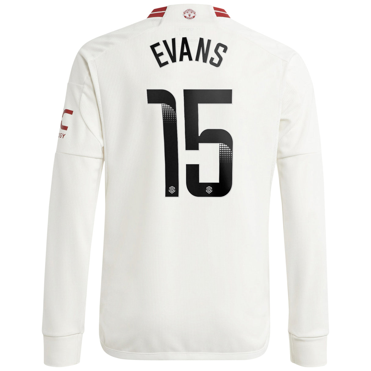 Manchester United WSL adidas Third Shirt 2023-24 - Kids - Long Sleeve - With Evans 15 Printing - Kit Captain