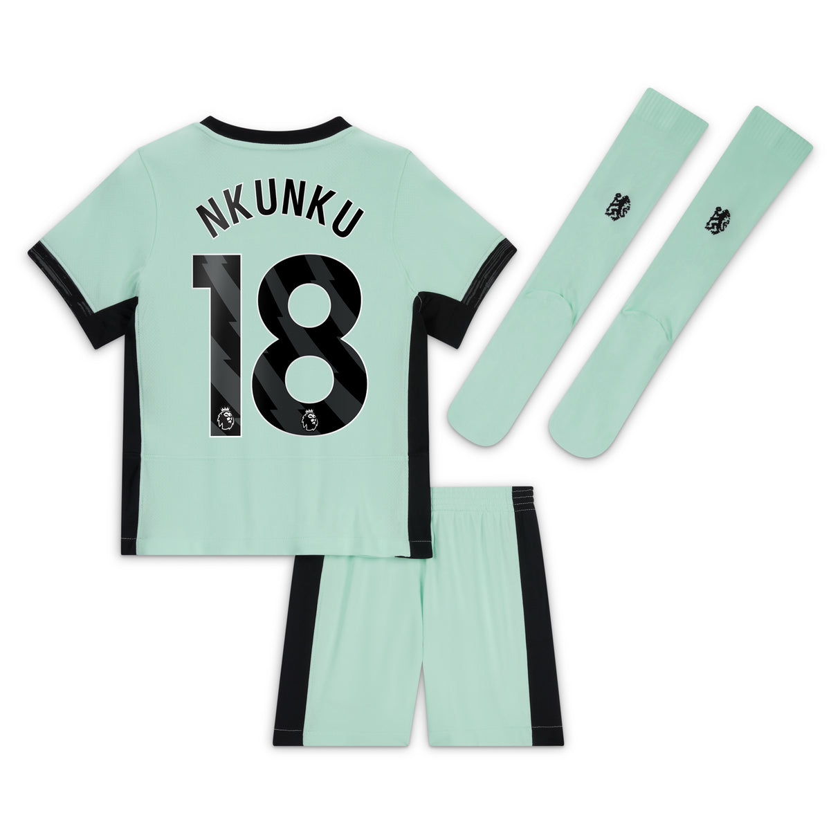 Chelsea Third Stadium Kit 2023-24 - Little Kids with Nkunku 18 printing - Kit Captain