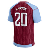 Aston Villa Castore Home Shirt 2023-24 - Kids with Hanson 20 printing - Kit Captain