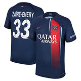 PSG Home Vapor Match Shirt 2023-24 with Champions League printing Zaïre-Emery 33 - Kit Captain